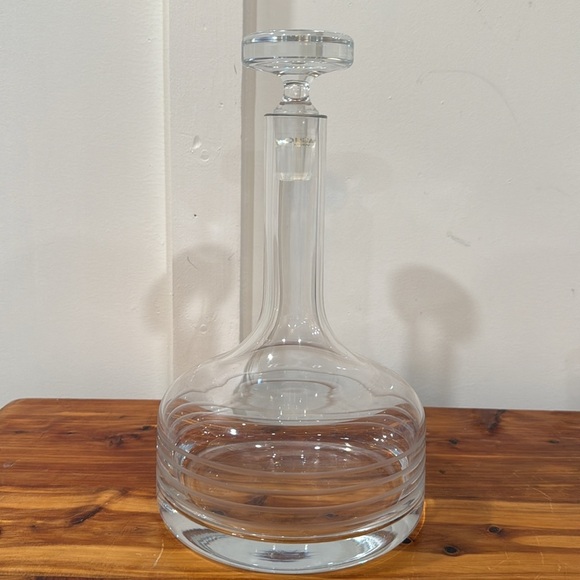 Krosno Poland MCM Crystal Decanter w/ 5 Matching Striped Low Ball Glasses - Picture 5 of 11